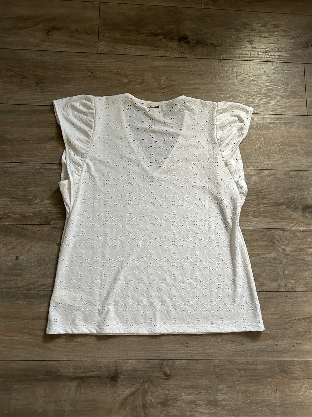 Michael Kors White Eyelet V-Neck Blouse - Picture 9 of 11